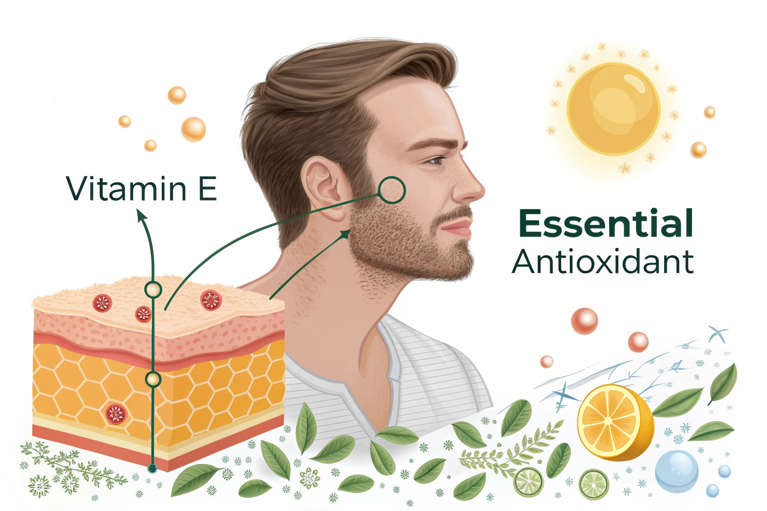 El papel de la vitamina E en el cuidado facial masculino: antioxidante esencial